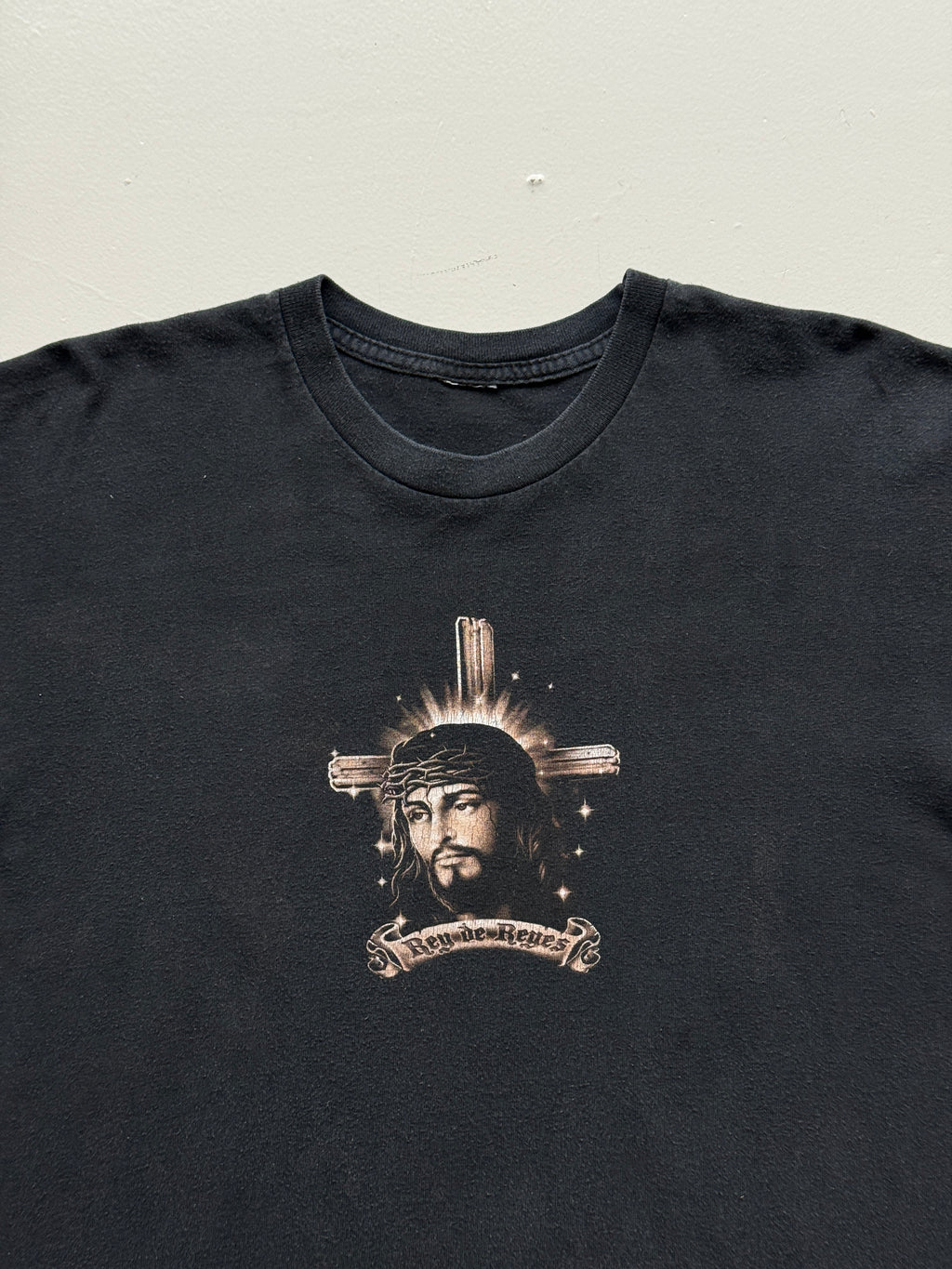Black Jesus Rey de Reyes 00's Vintage Graphic T-Shirt - Large