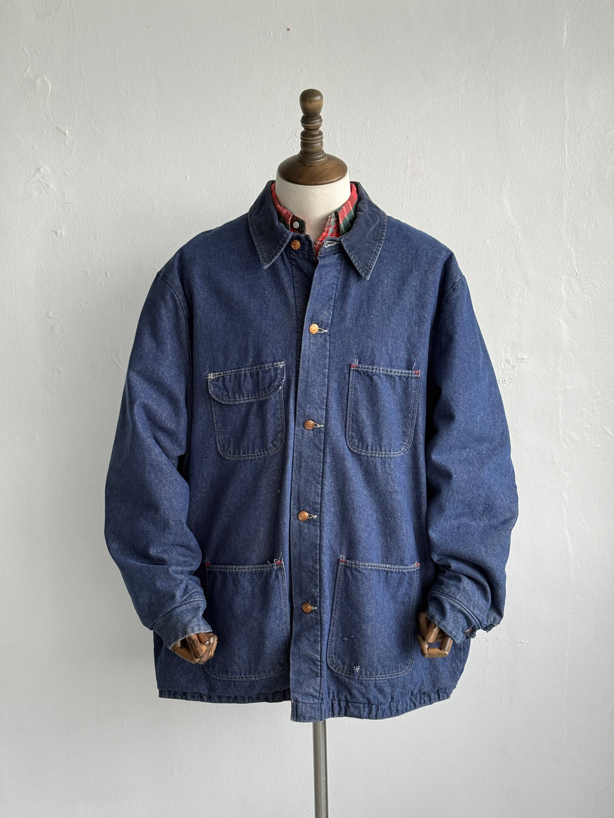 Blue Flannel Lined Denim 70's Vintage Chore Jacket - 2XL