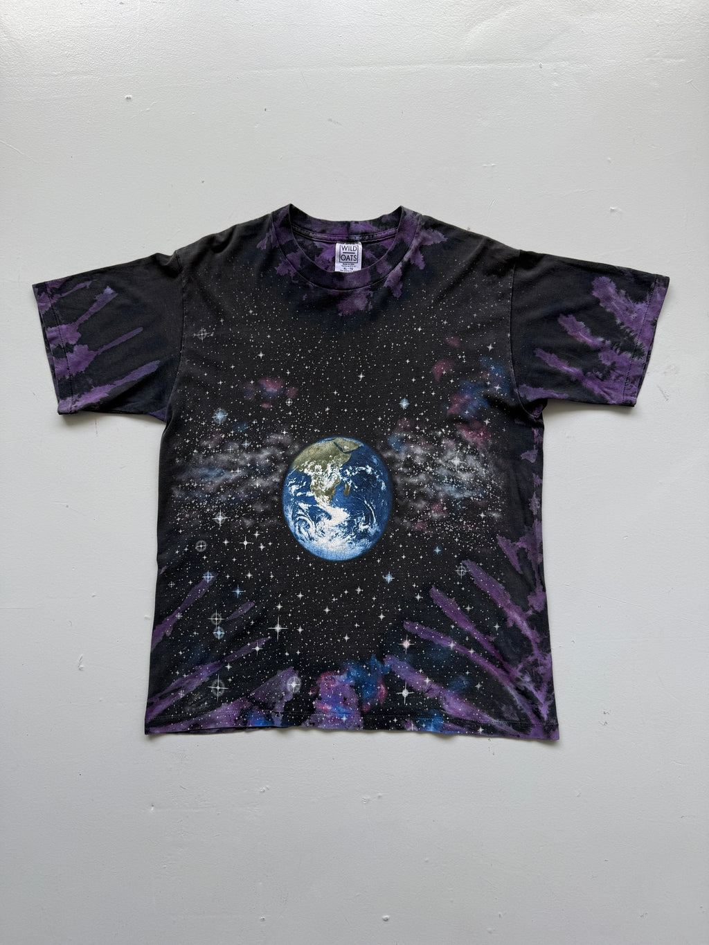 Black Galaxy Space Earth & Moon 90's Vintage All Over Print Single Stitch T-Shir