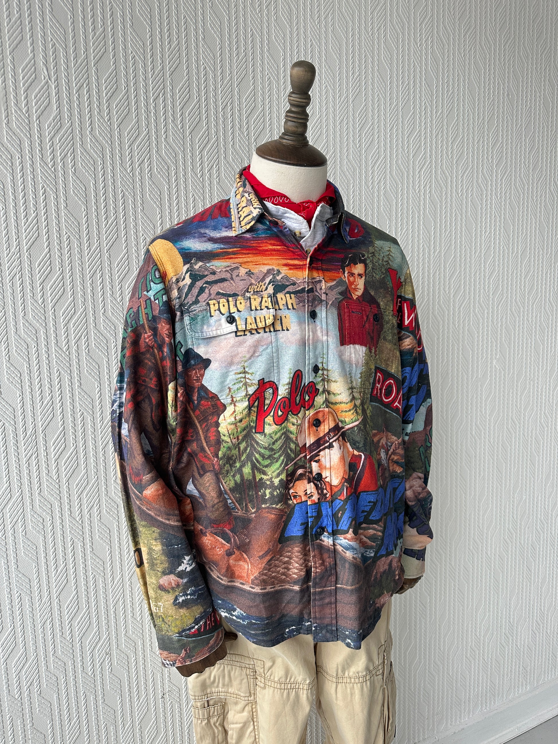 Ralph Lauren Polo Country Expedition All Over Print Graphic Shirt - Large