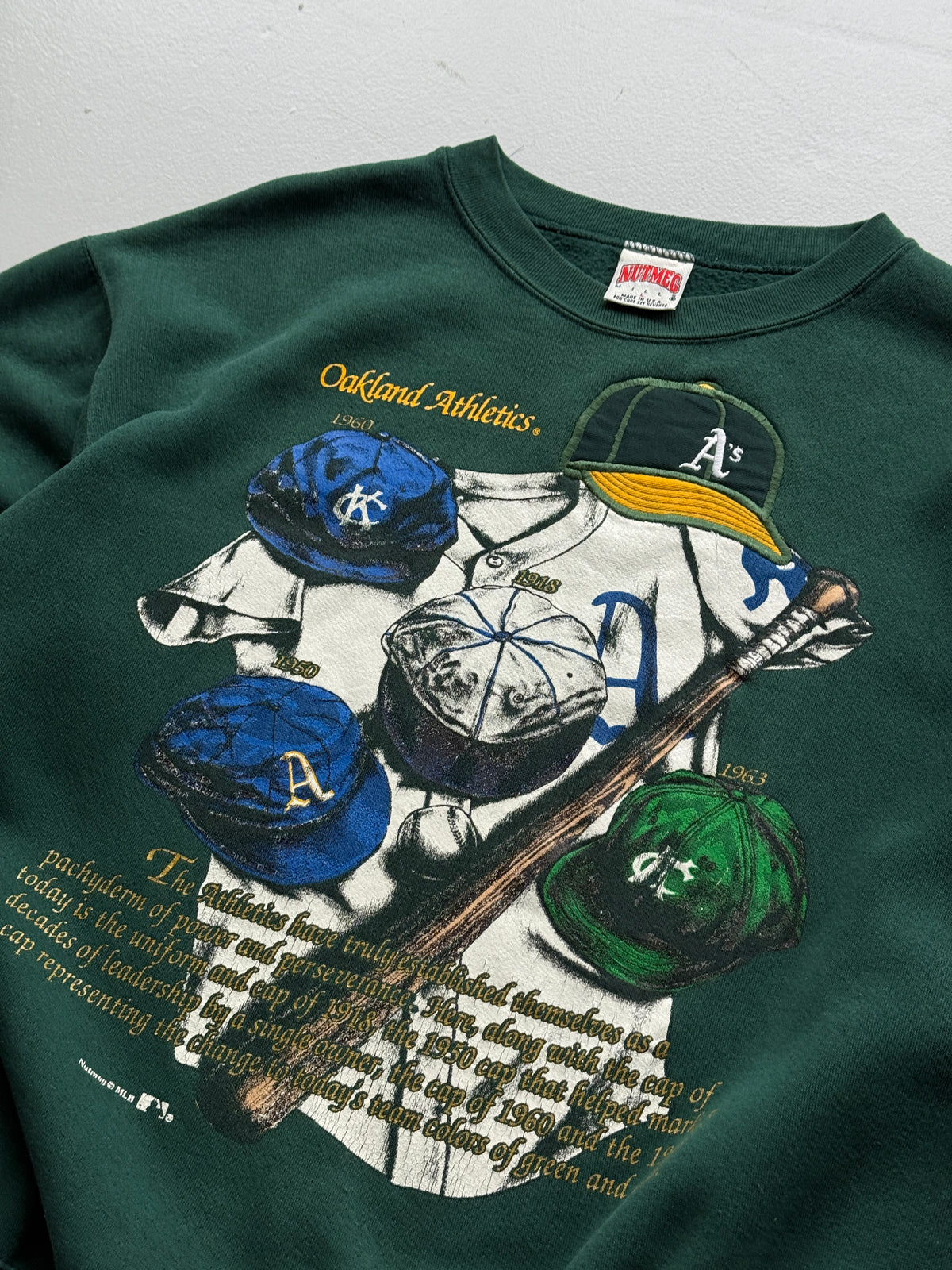Nutmeg Mills Oakland Athletics Cooperstown 90's Vintage Sweatshirt - Large