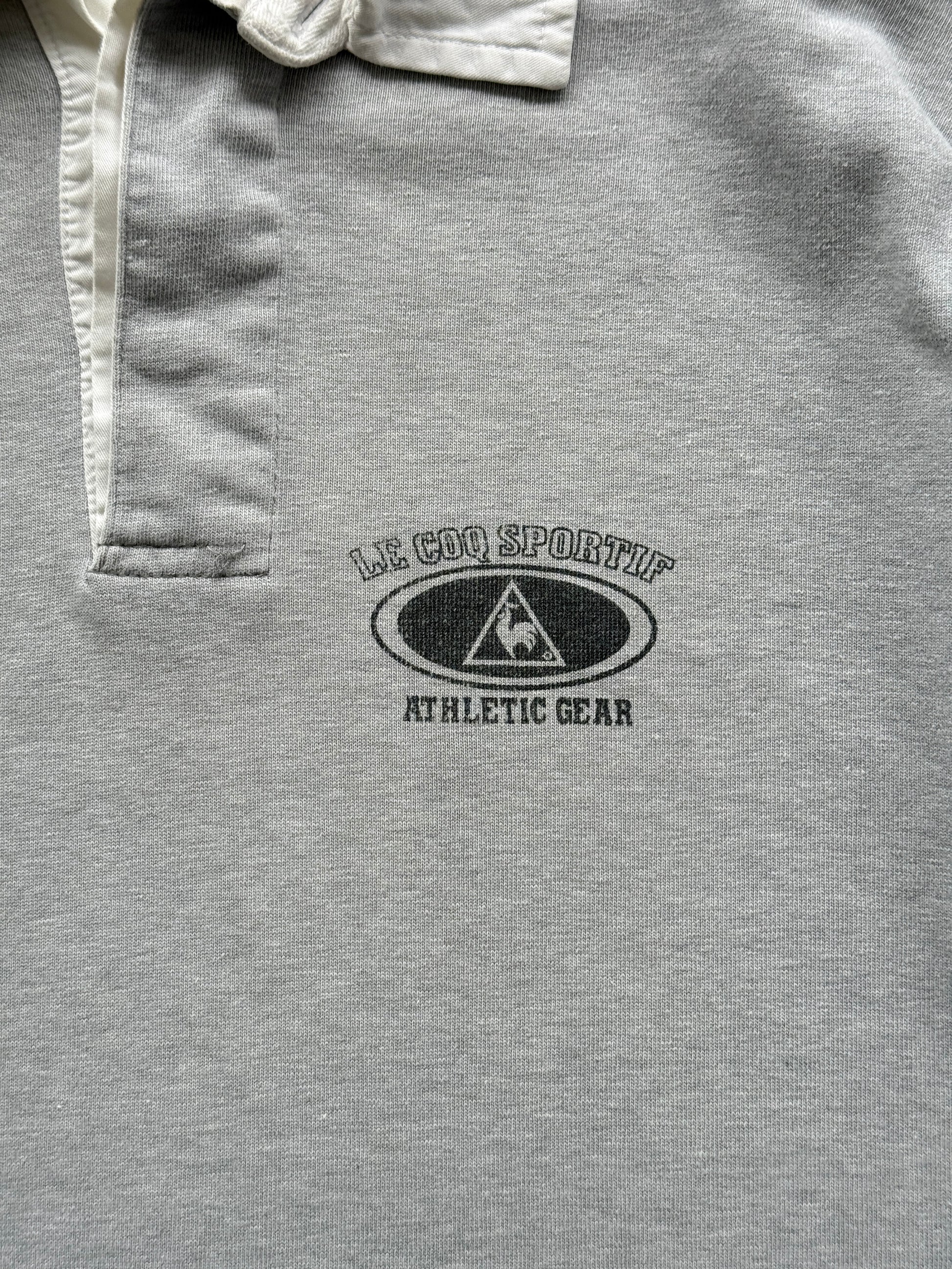 Grey Le Coq Sportif 00's Vintage Y2K Long Sleeve Rugby Jersey Polo - Medium