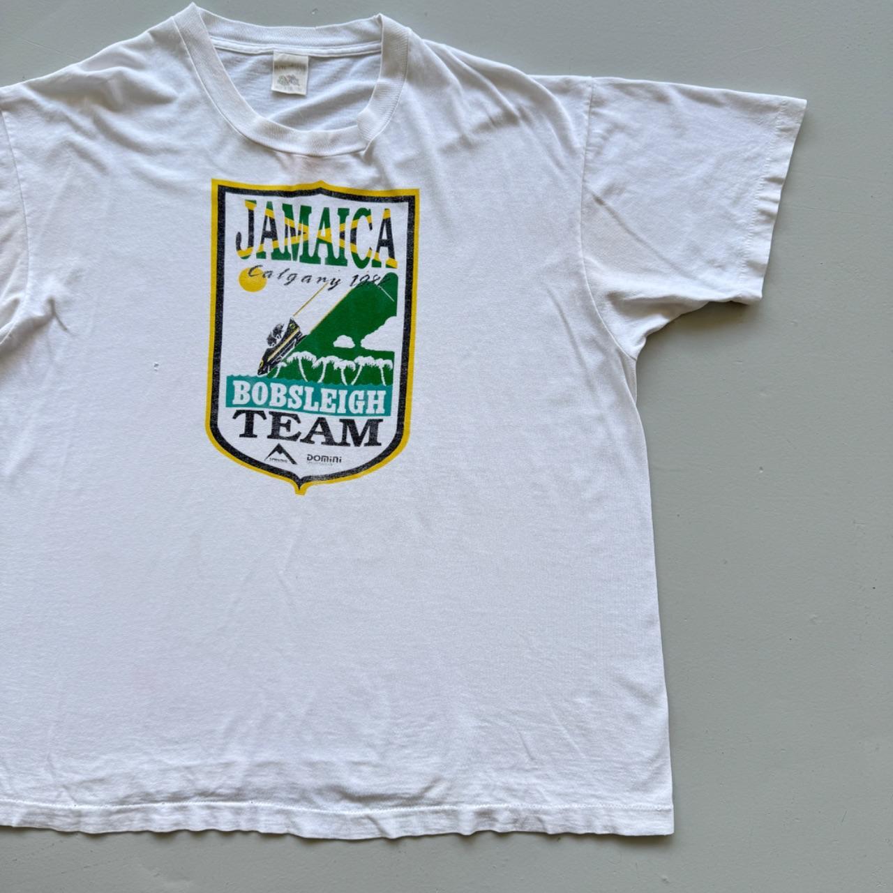 White Winter Olympics 80s Jamaican Bobsleigh Vintage T-shirt - XL