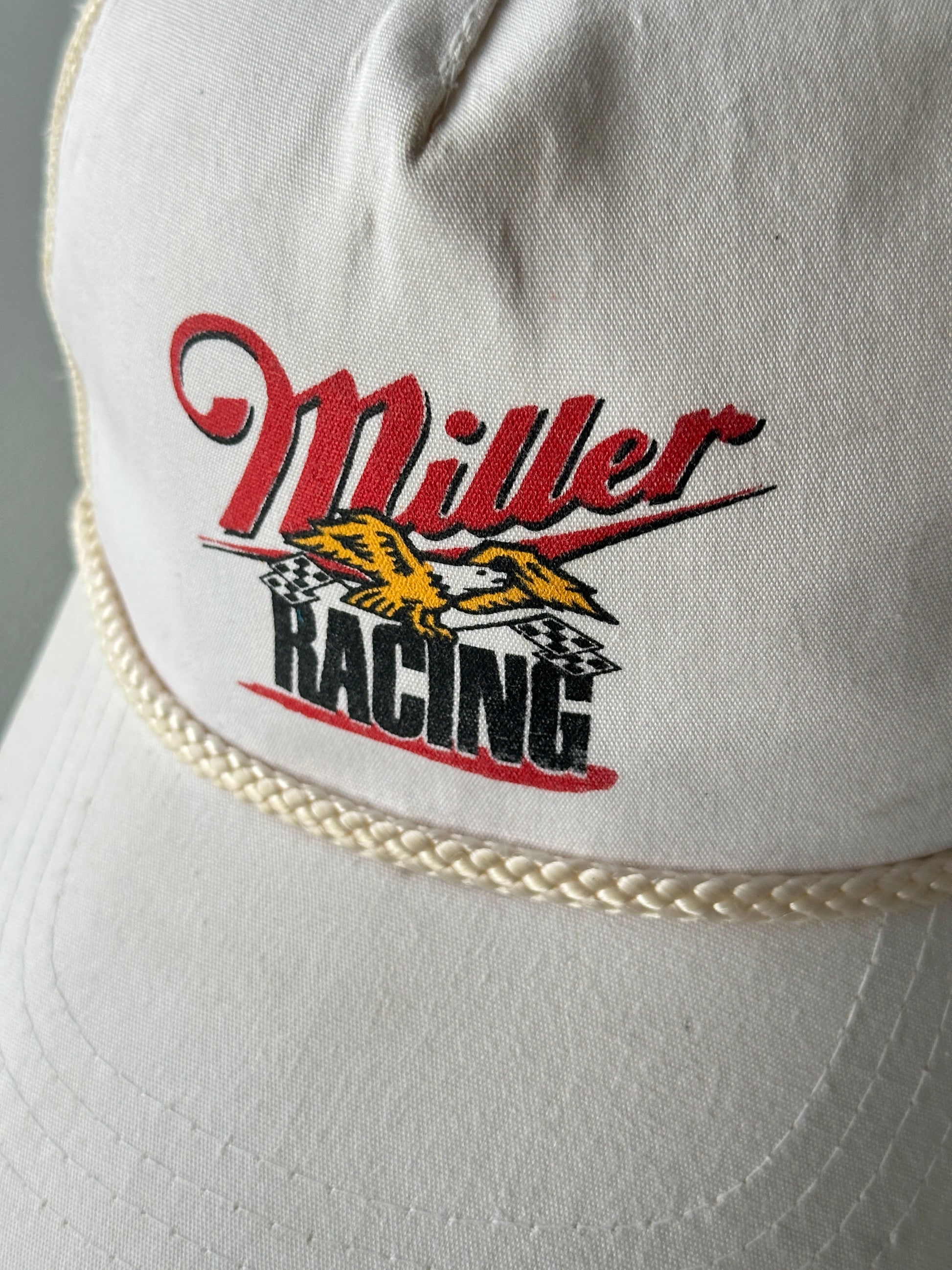 White / Cream Miller Racing 90's Vintage Mesh SnapBack Trucker Cap