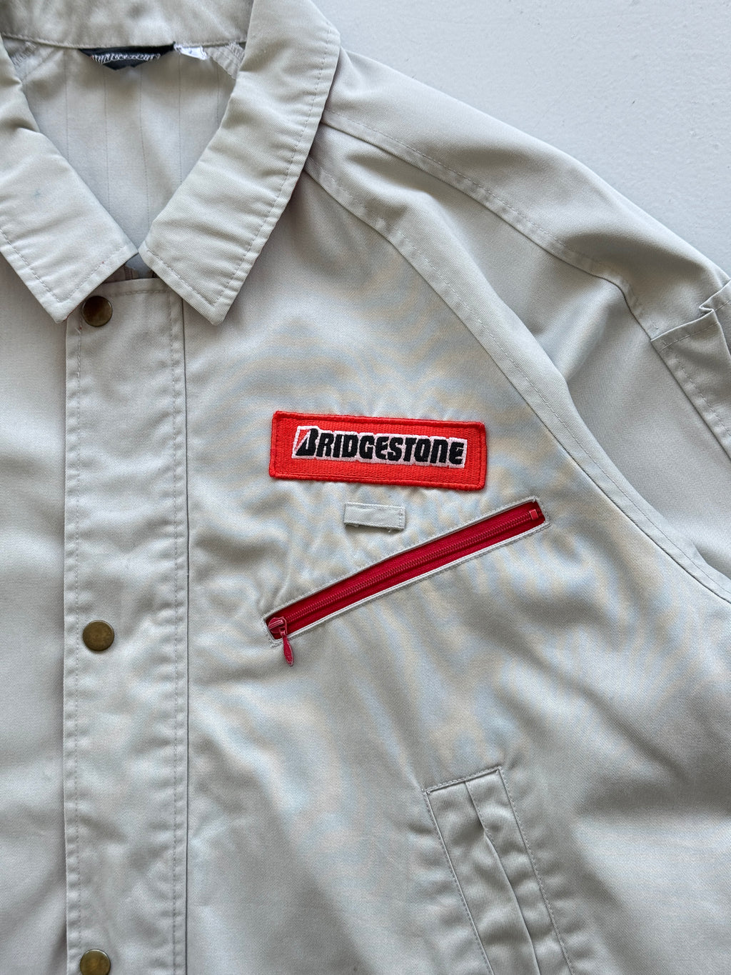 Grey Japanese Workwear 90's Vintage Bridgestone Mechanics Jacket - Medium