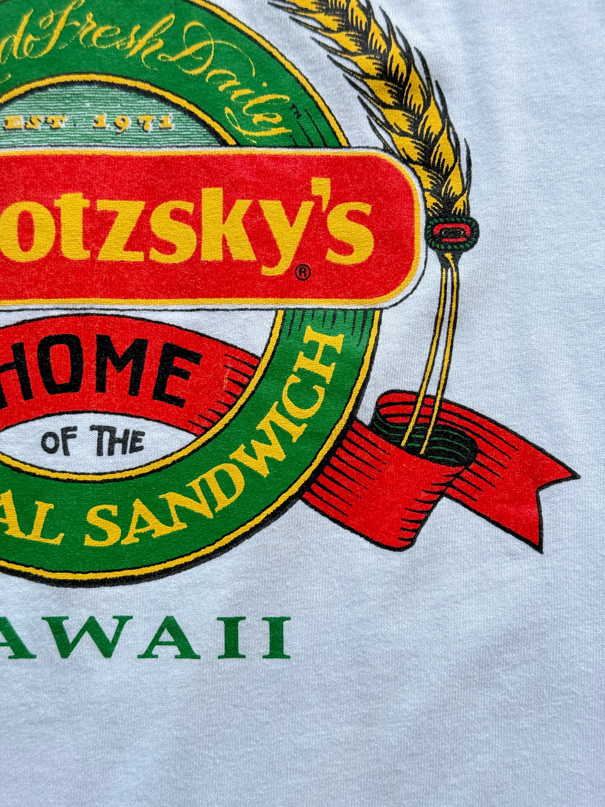 White Hawaii Sandwich Bar 90's Vintage Single Stitch Graphic T-Shirt - XL