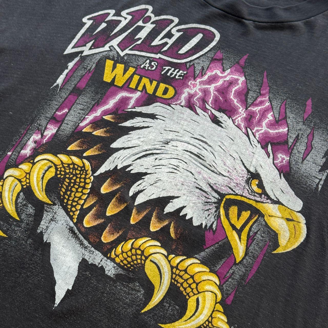 Black Wild as the Wind 90s Vintage Eagle Graphic T-Shirt - XL