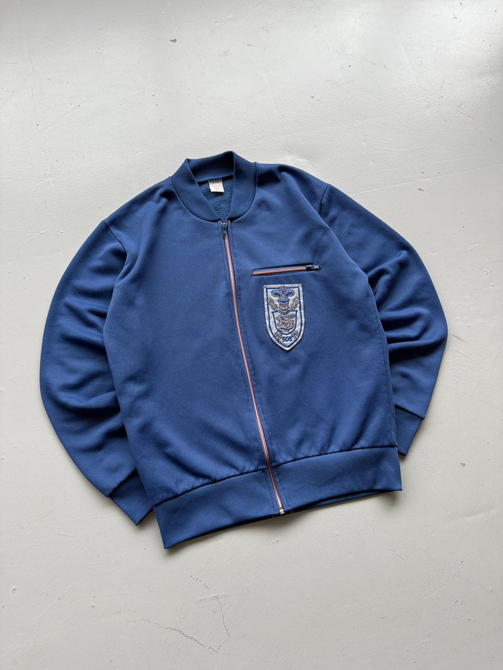 Navy Vintage 80's Athletic College Track Jacket Bomber- Small