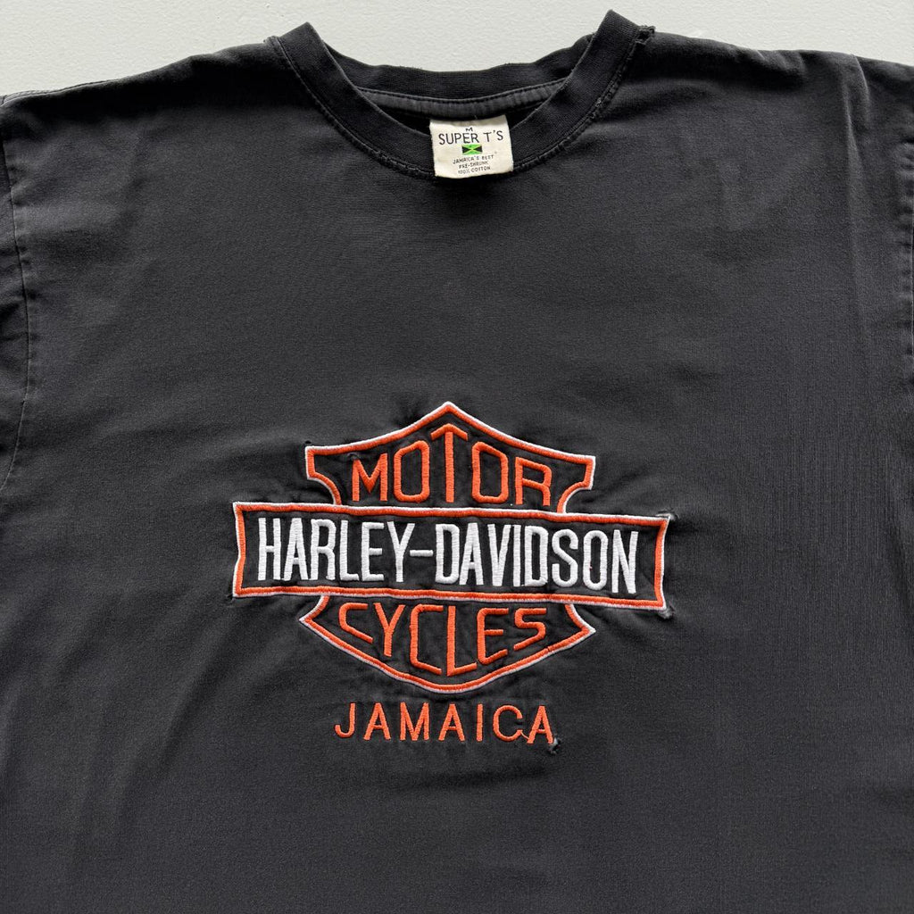 Black Harley Davidson Jamaica Vintage 00s T-shirt - Medium