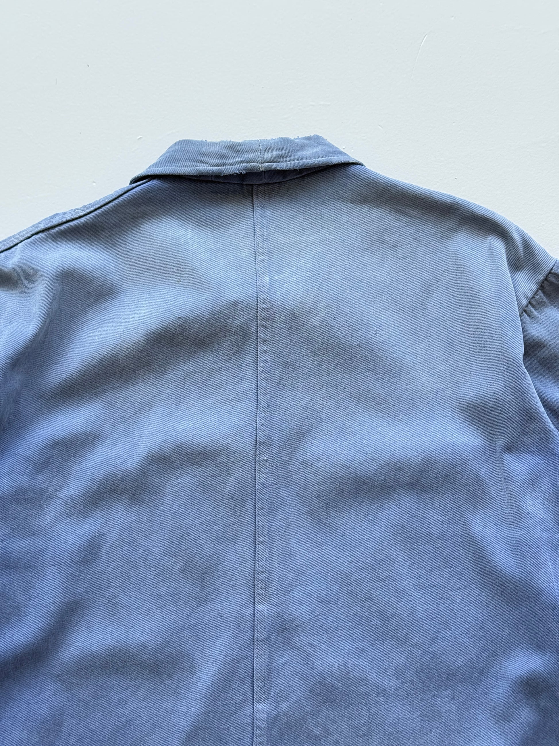 Thrashed Blue French Chore Jacket 80's Vintage Workwear CH323 - Large