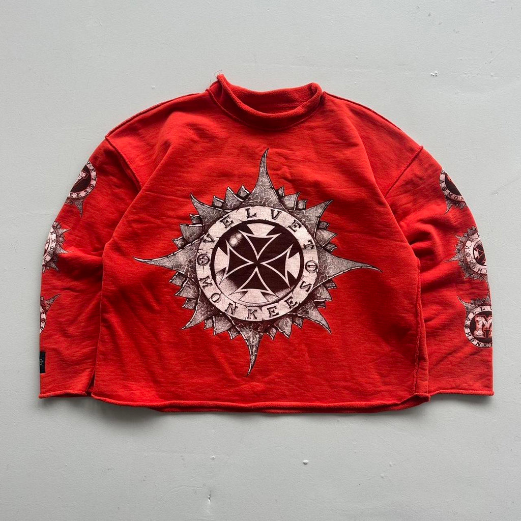 Red Velvet Monkees 90s Vintage Graphic Sweatershirt - Boxy Cropped XL