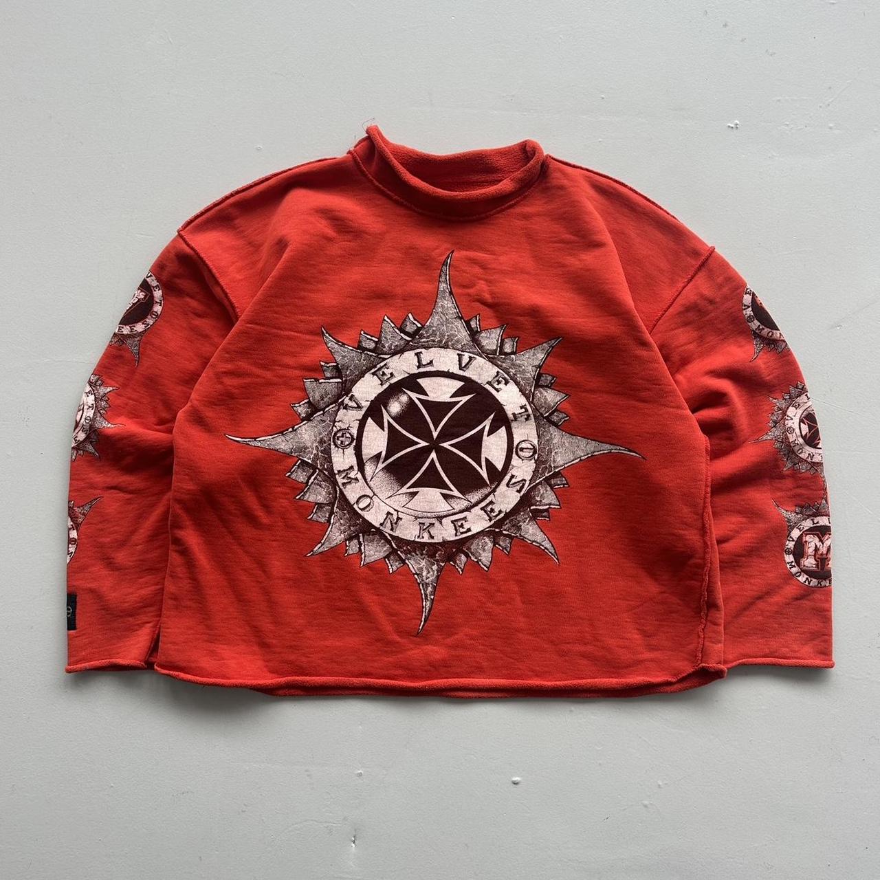 Red Velvet Monkees 90s Vintage Graphic Sweatershirt - Boxy Cropped XL