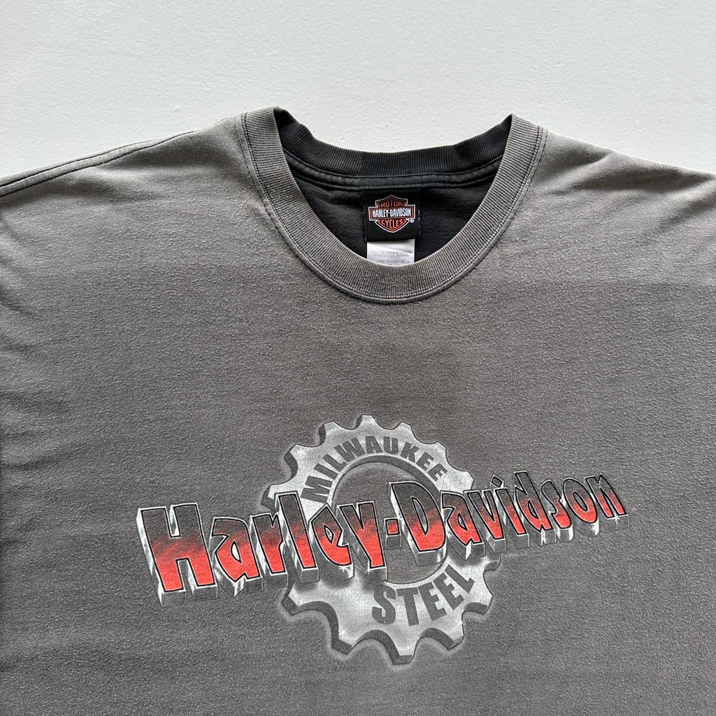 Black Faded Harley Davidson Biker Vintage 00's Graphic T-shirt - XL
