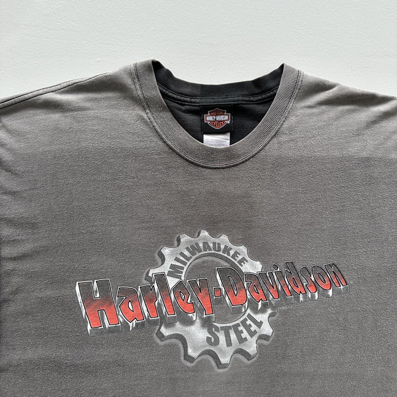 Black Faded Harley Davidson Biker Vintage 00's Graphic T-shirt - XL