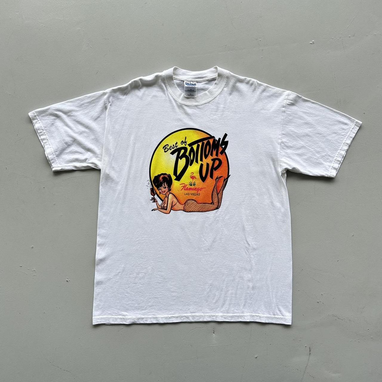 White Bottom's Up Pin Up Casino 00's Vintage T-shirt - XL