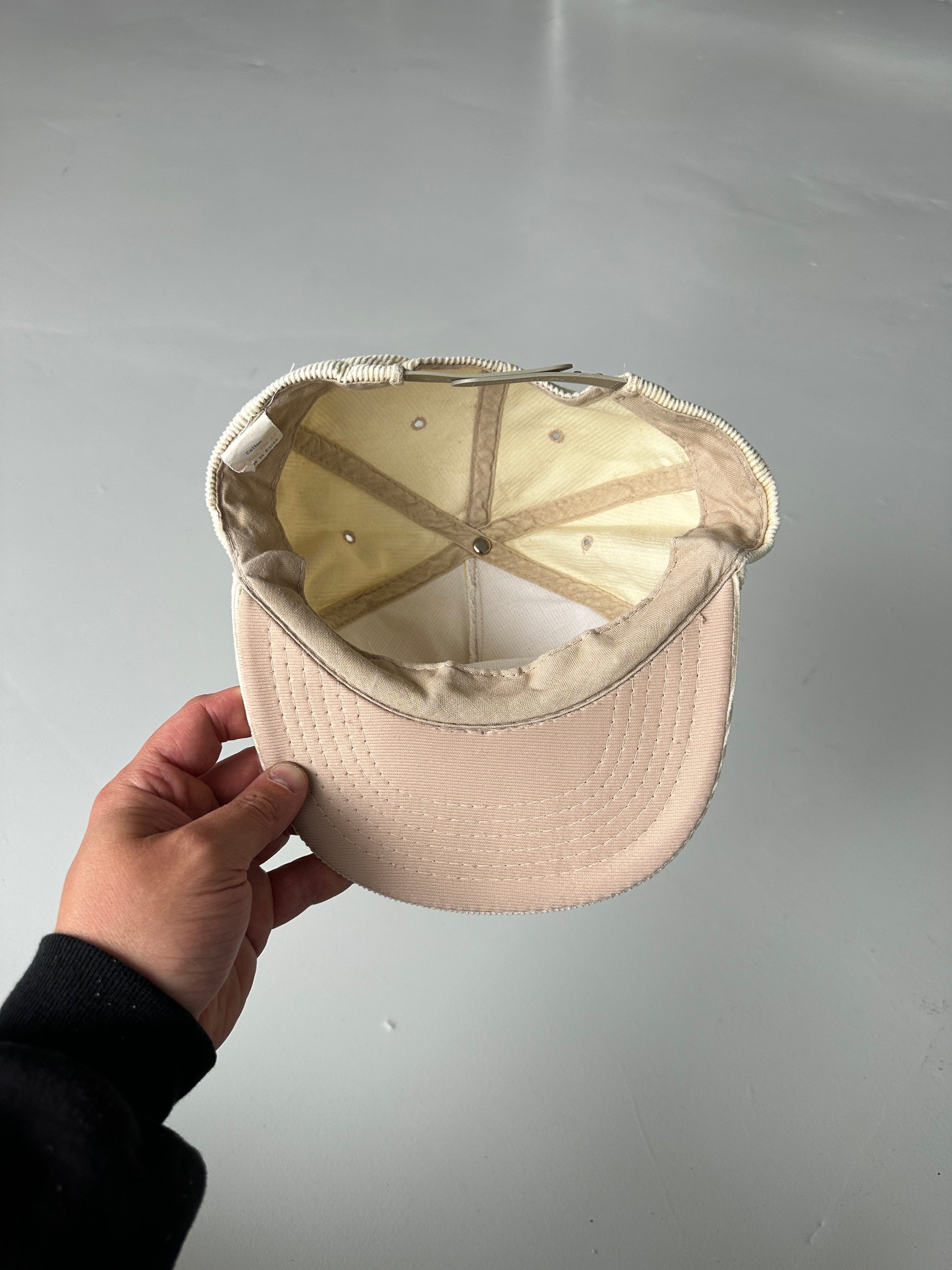 Cream Silver Rapids Lodge 90's Vintage Corduroy SnapBack Trucker Cap