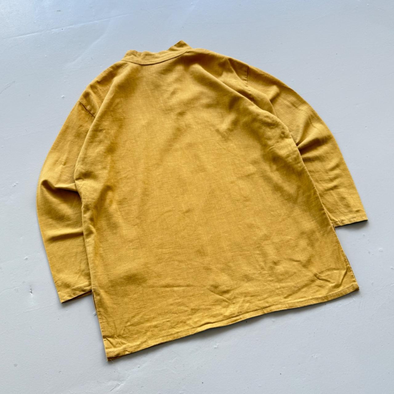 Yellow Linen Pullover Hippie 70's Shirt Smock - XL