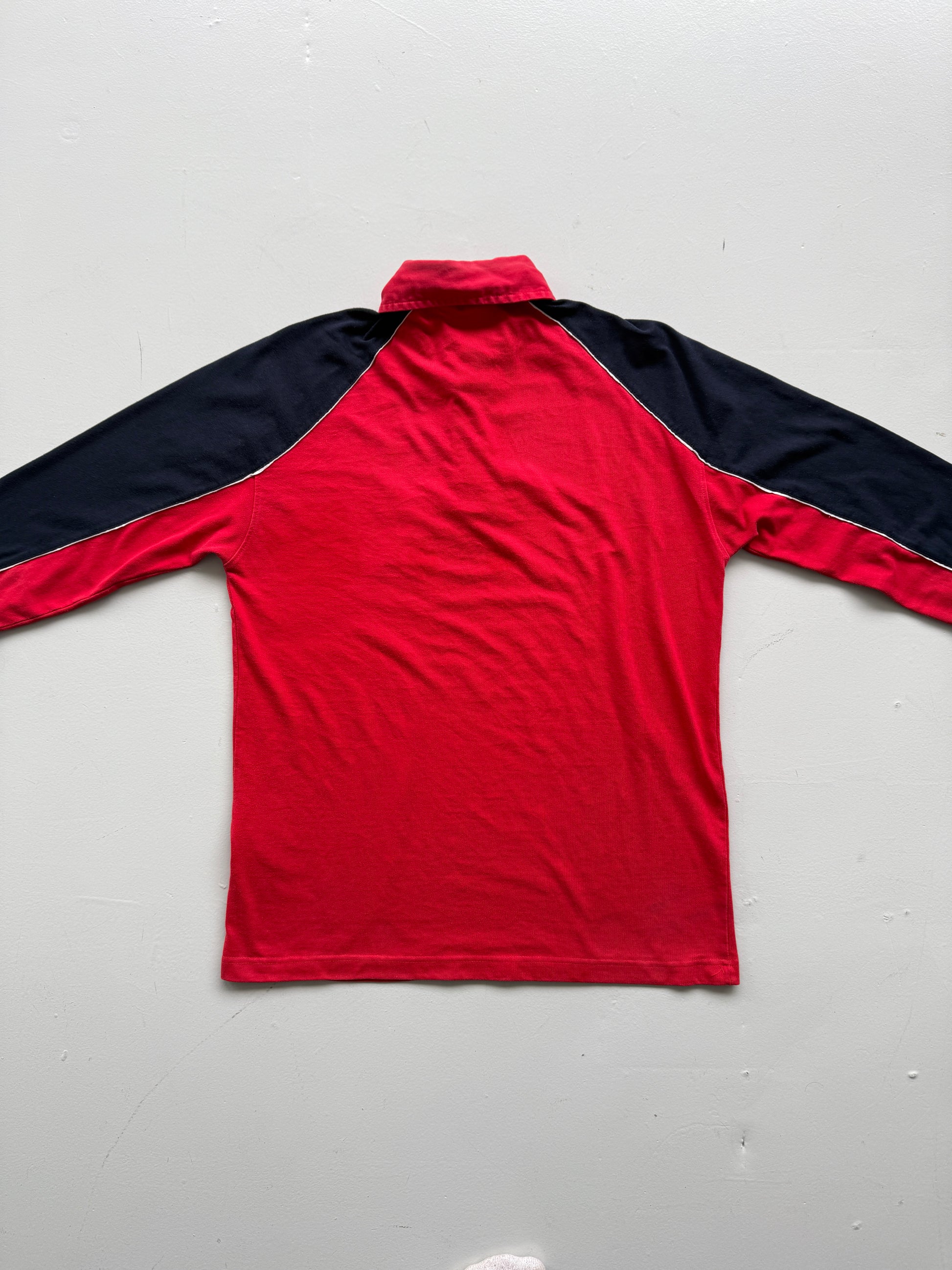 Red Tommy Hilfiger 00's Vintage Y2K Long Sleeve Rugby Polo Shirt - Medium