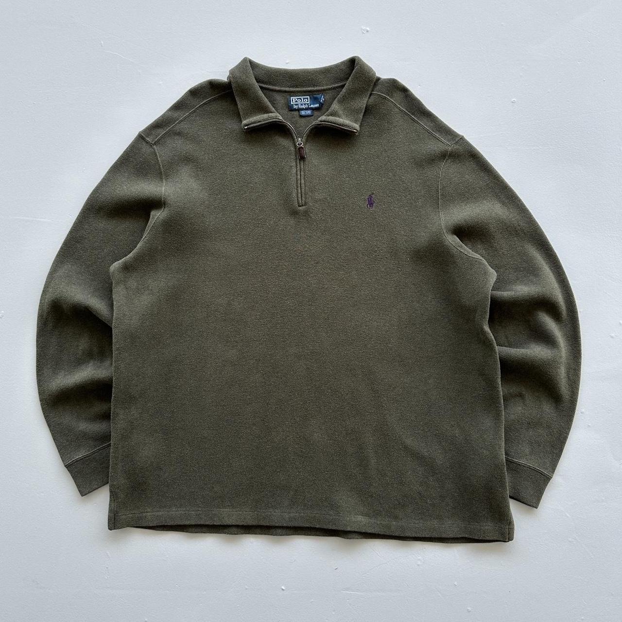 Khaki Green Polo Ralph Lauren Quarter Zip Sweatshirt - 2XL