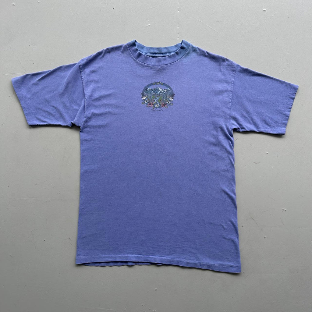 Faded Lilac Colarado Flowers / Mountain 90s Vintage T-shirt - Large