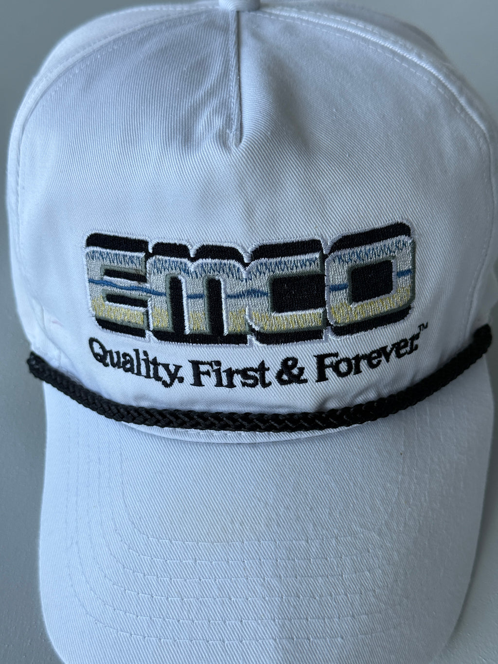 White EMCO Quality First & Forever 90's Vintage SnapBack Trucker Cap