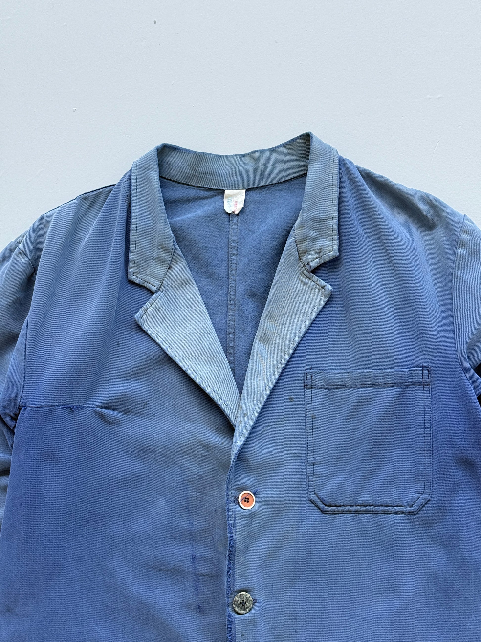 Faded Thrashed French Chore Jacket Blazer 80's Vintage Workwear CH176 - Large