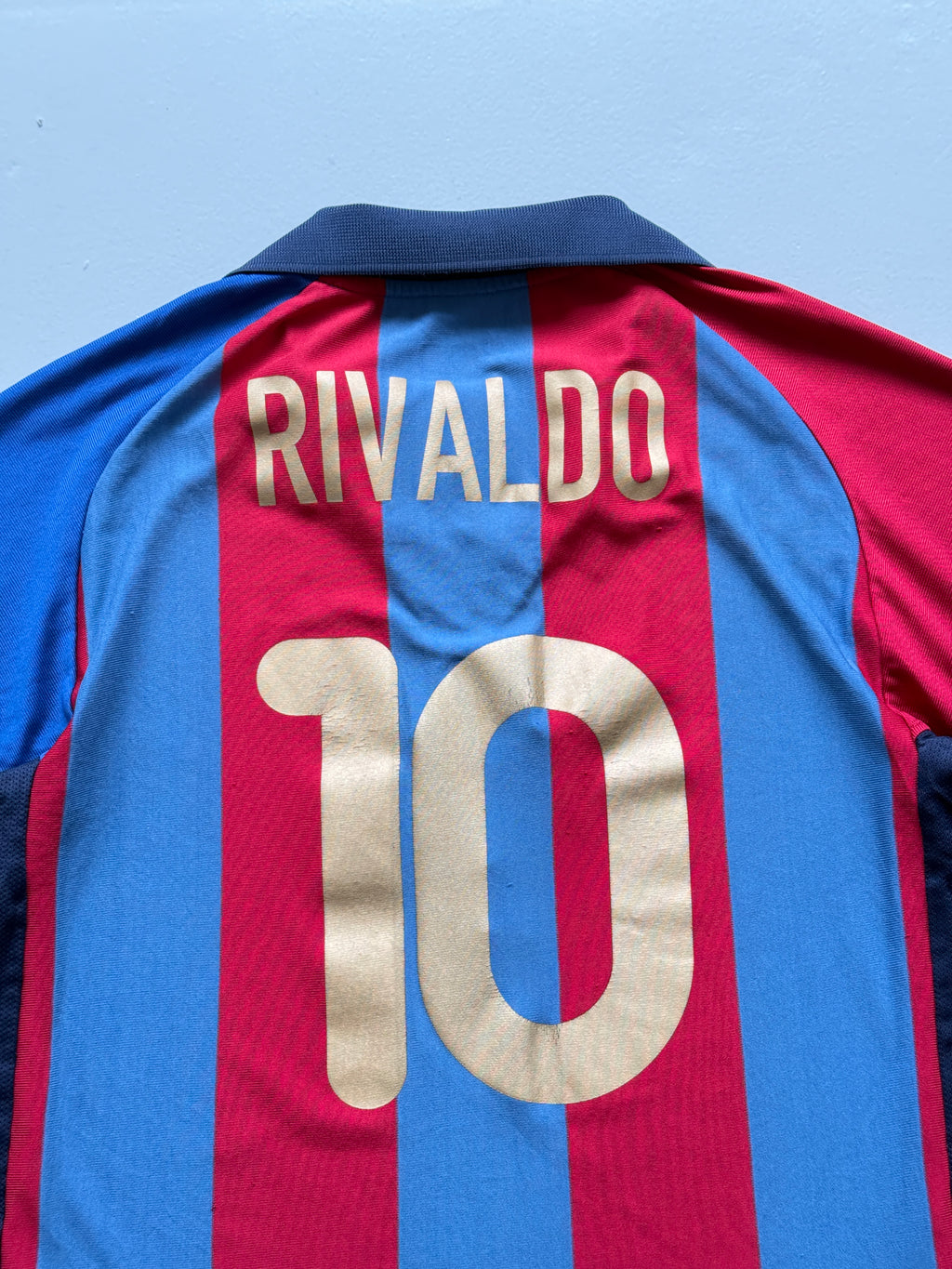 Nike FC Barcelona Rivaldo #10 00's Vintage Home Football Shirt - Large