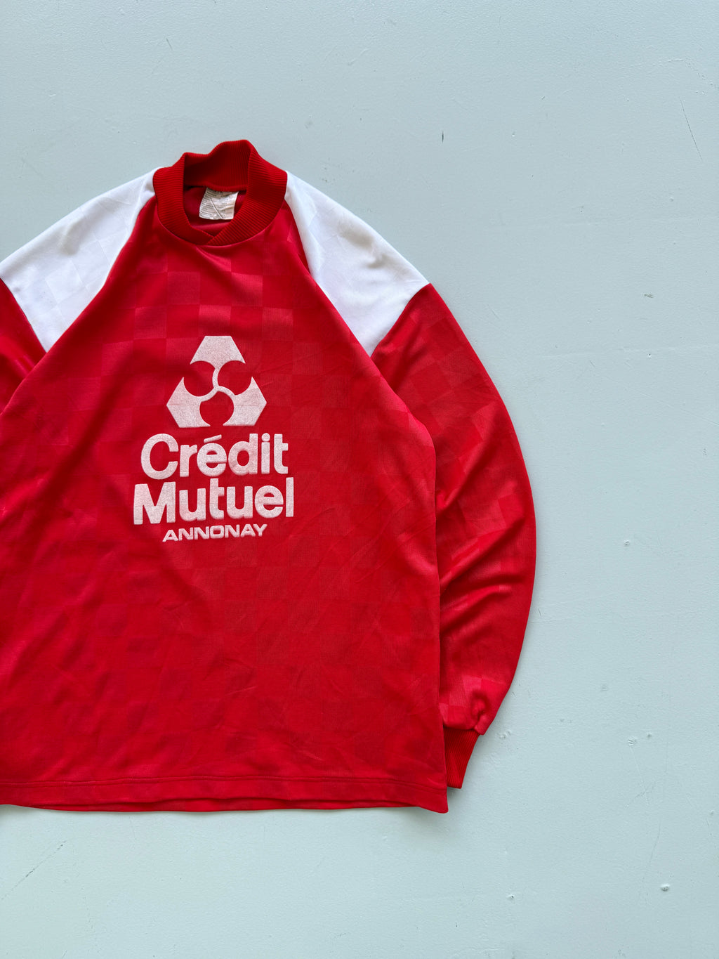 Red Crédit Mutuel 90's Vintage Long Sleeve Football Shirt- Medium
