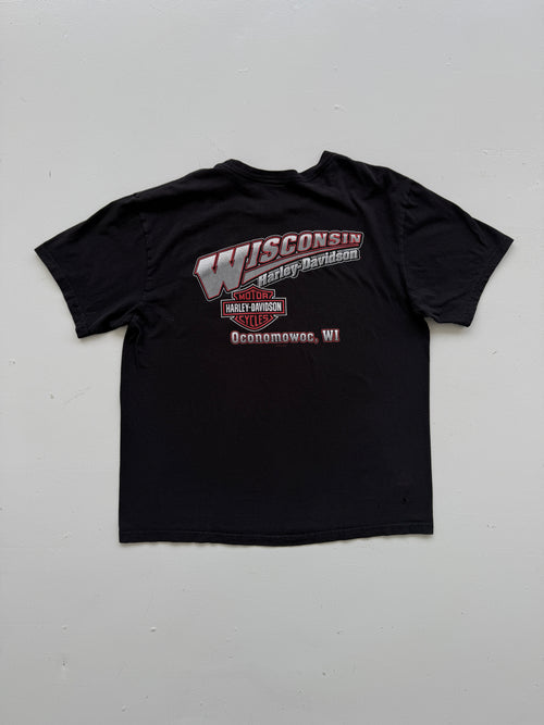 Black Harley Davidson 00's Vintage Y2K Thrashed Graphic T-Shirt - XL