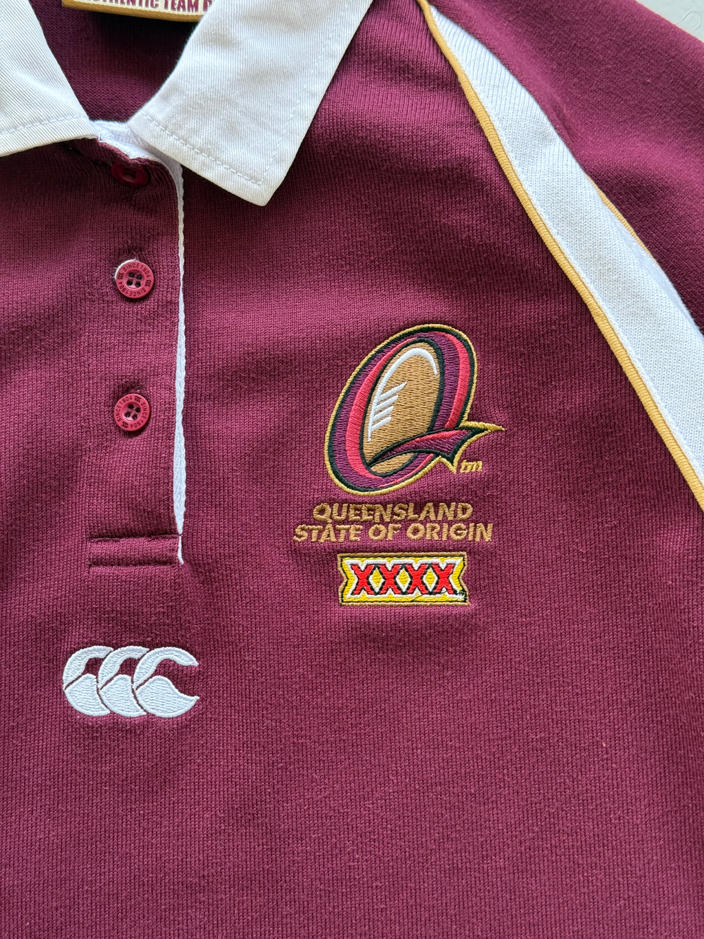 Maroon Queensland State of Origin 00's Vintage Canterbury Rugby Jersey- Kids 10
