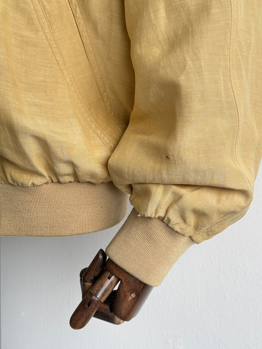 Camel Collection Silk Linen 90's Vintage Bomber Jacket - Large