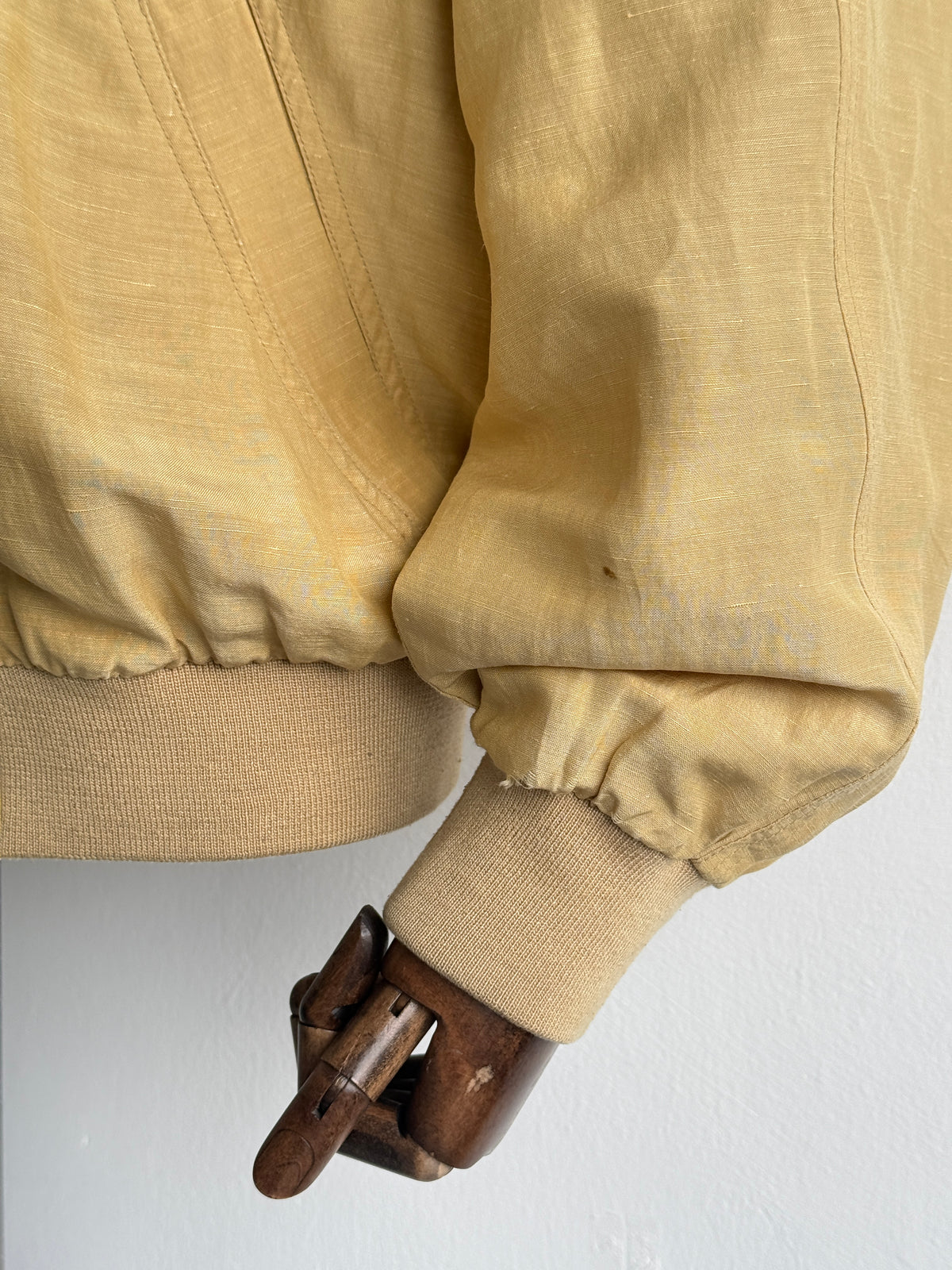 Camel Collection Silk Linen 90's Vintage Bomber Jacket - Large