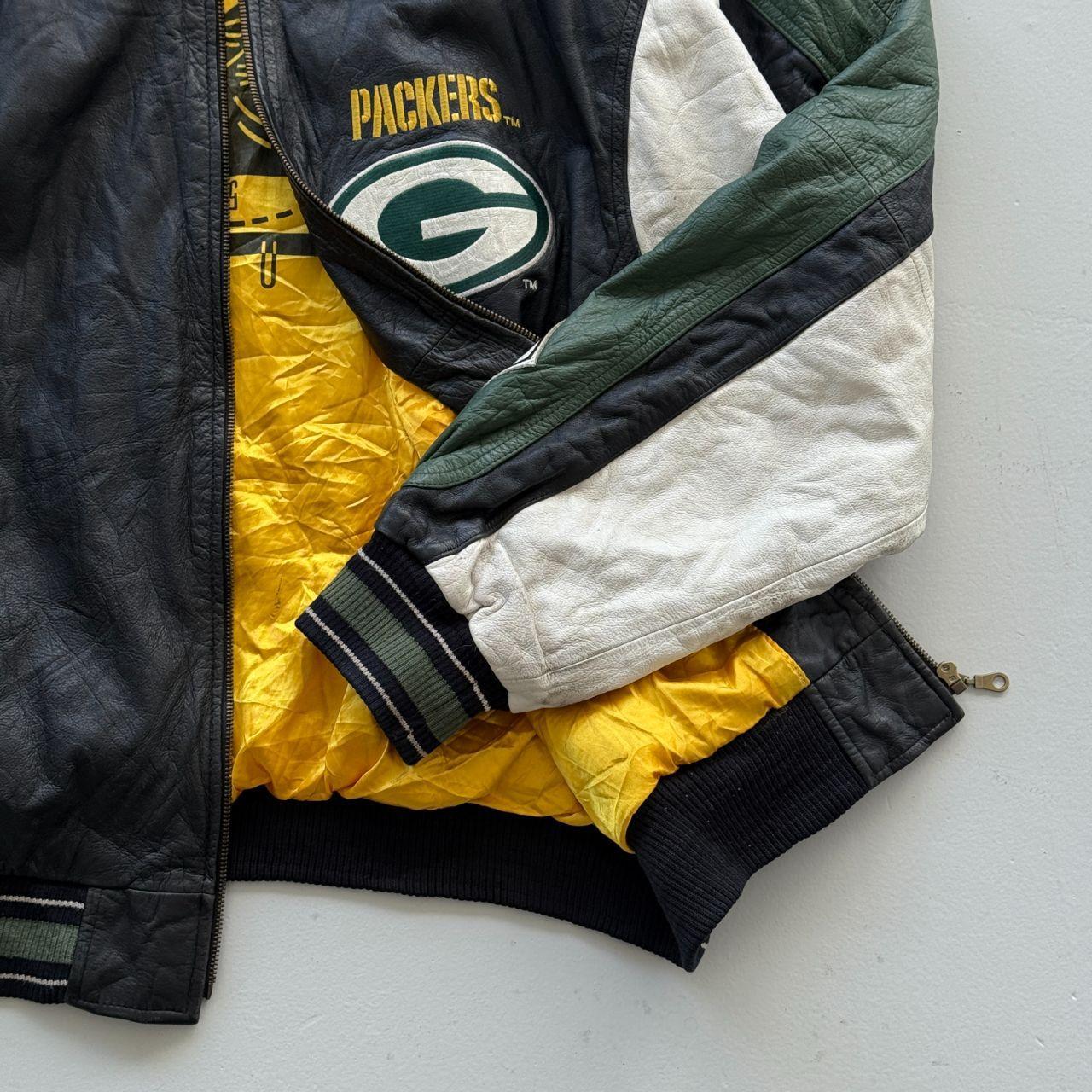 Black Carl Banks Green Bay Packers 90s Leather Bomber Jacket - XL
