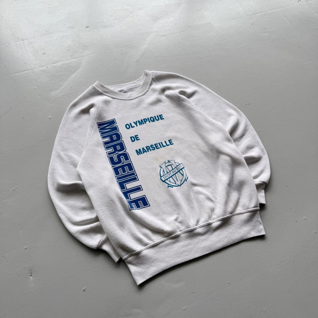 White Marsielle Football 90s Vintage Graphic Sweatershirt - Small