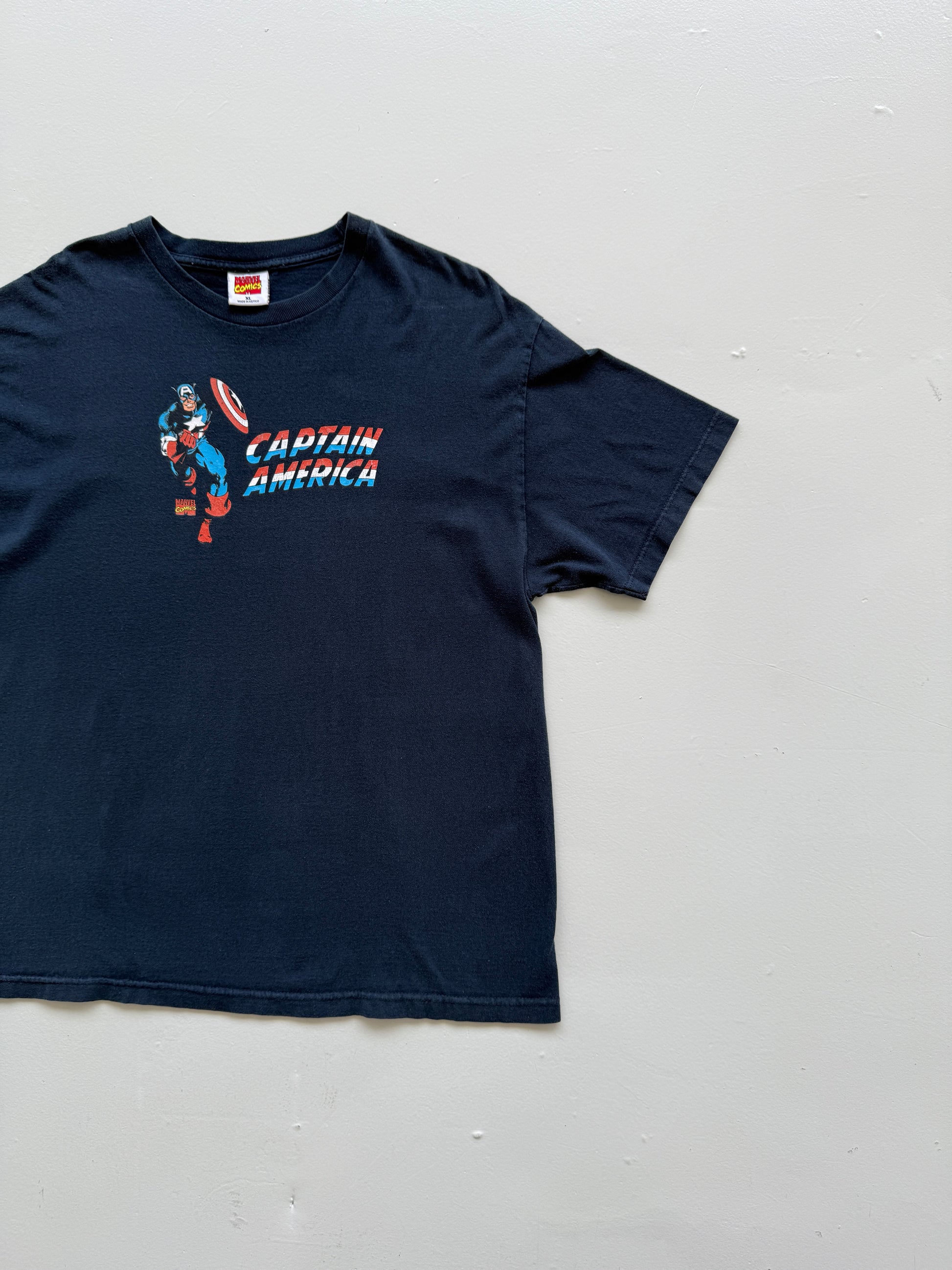 Navy Blue Captain America 00's Vintage Marvel Comics Graphic T-Shirt - XL