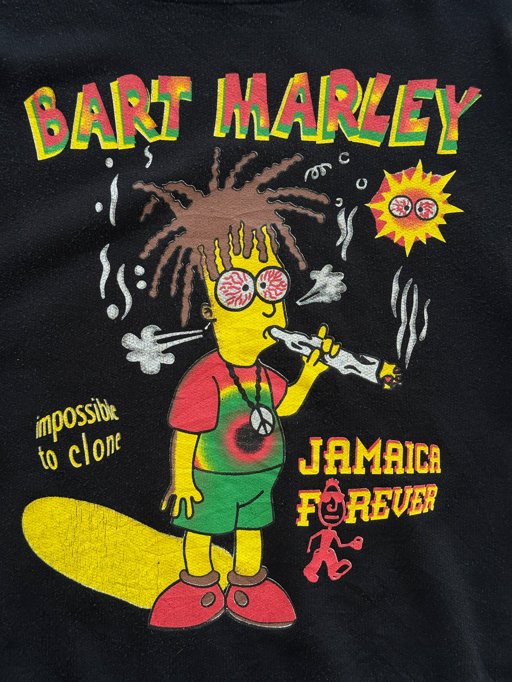 Bart Marley Simpsons Jamaica Forever 90's Vintage Graphic Sweatshirt - Large
