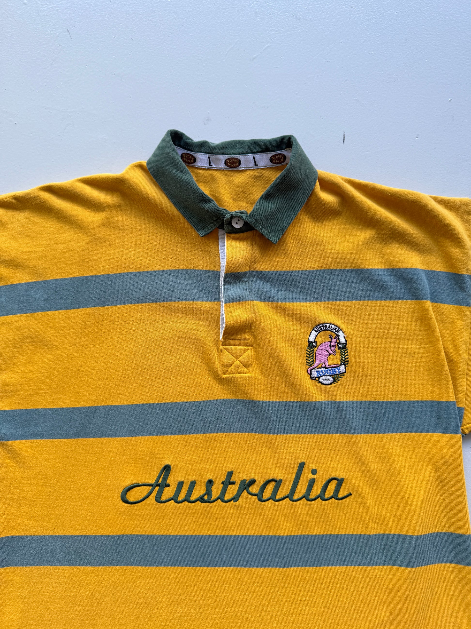 Yellow Australia 90's Vintage Short Sleeve Rugby Jersey - Medium