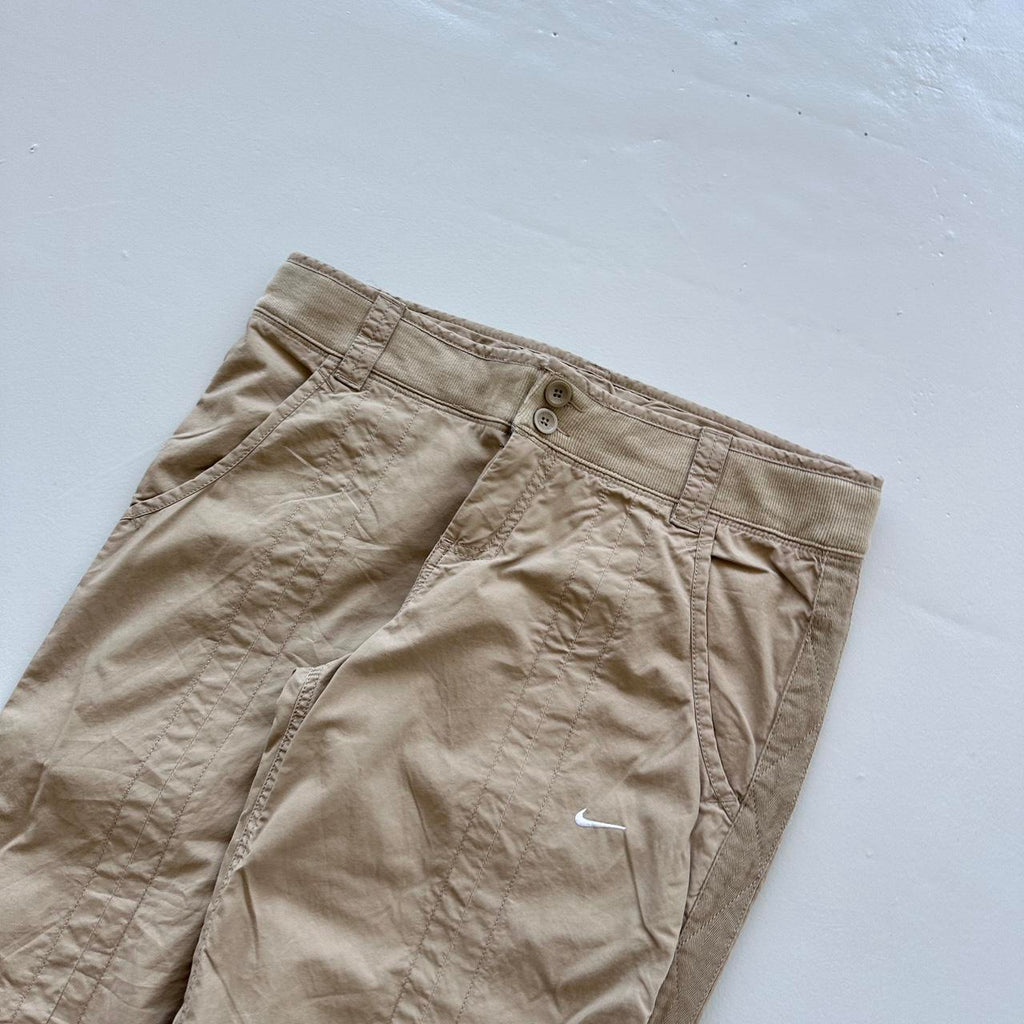 Cream Women’s Wide Leg Low-Rise Nike Dead-stock Y2K Cargo Pants - 34" x 31"