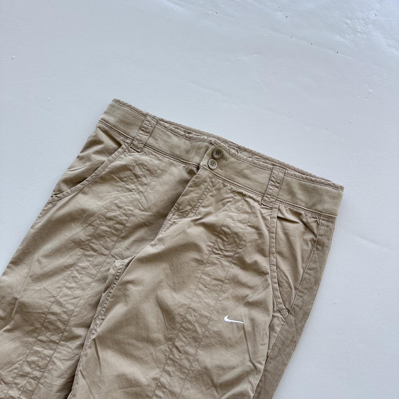 Cream Women’s Wide Leg Low-Rise Nike Dead-stock Y2K Cargo Pants - 34" x 31"