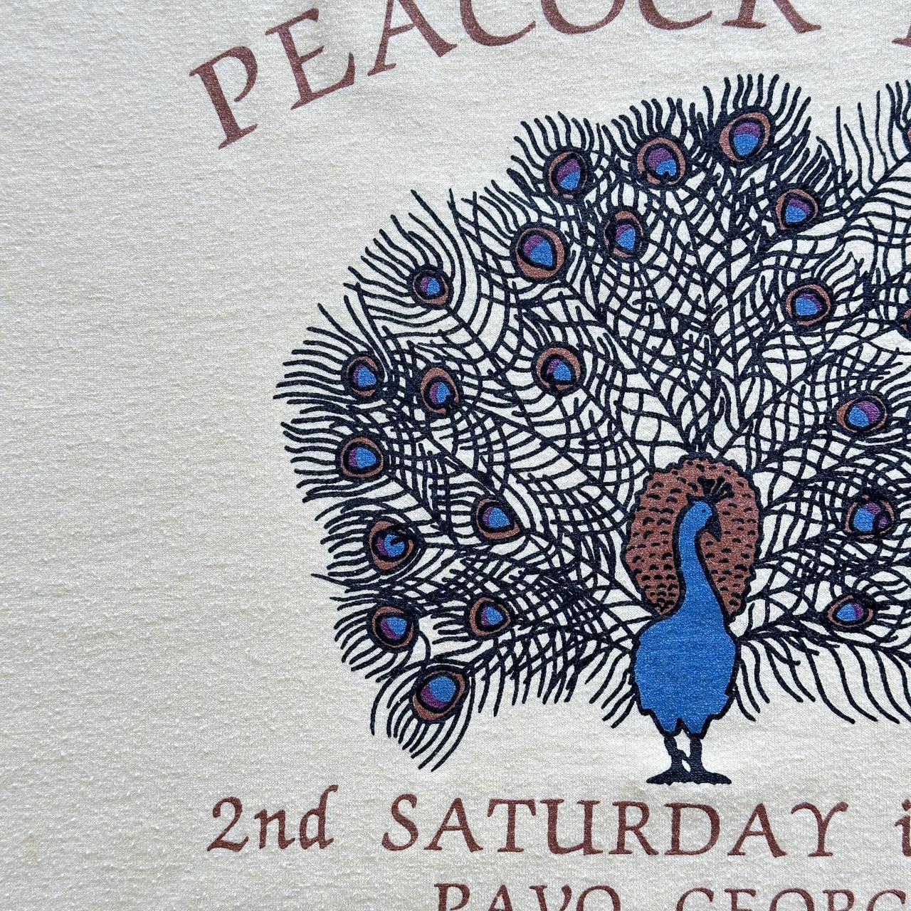 Pale Yellow Peacock Day Vintage 00’s T-shirt - 2XL