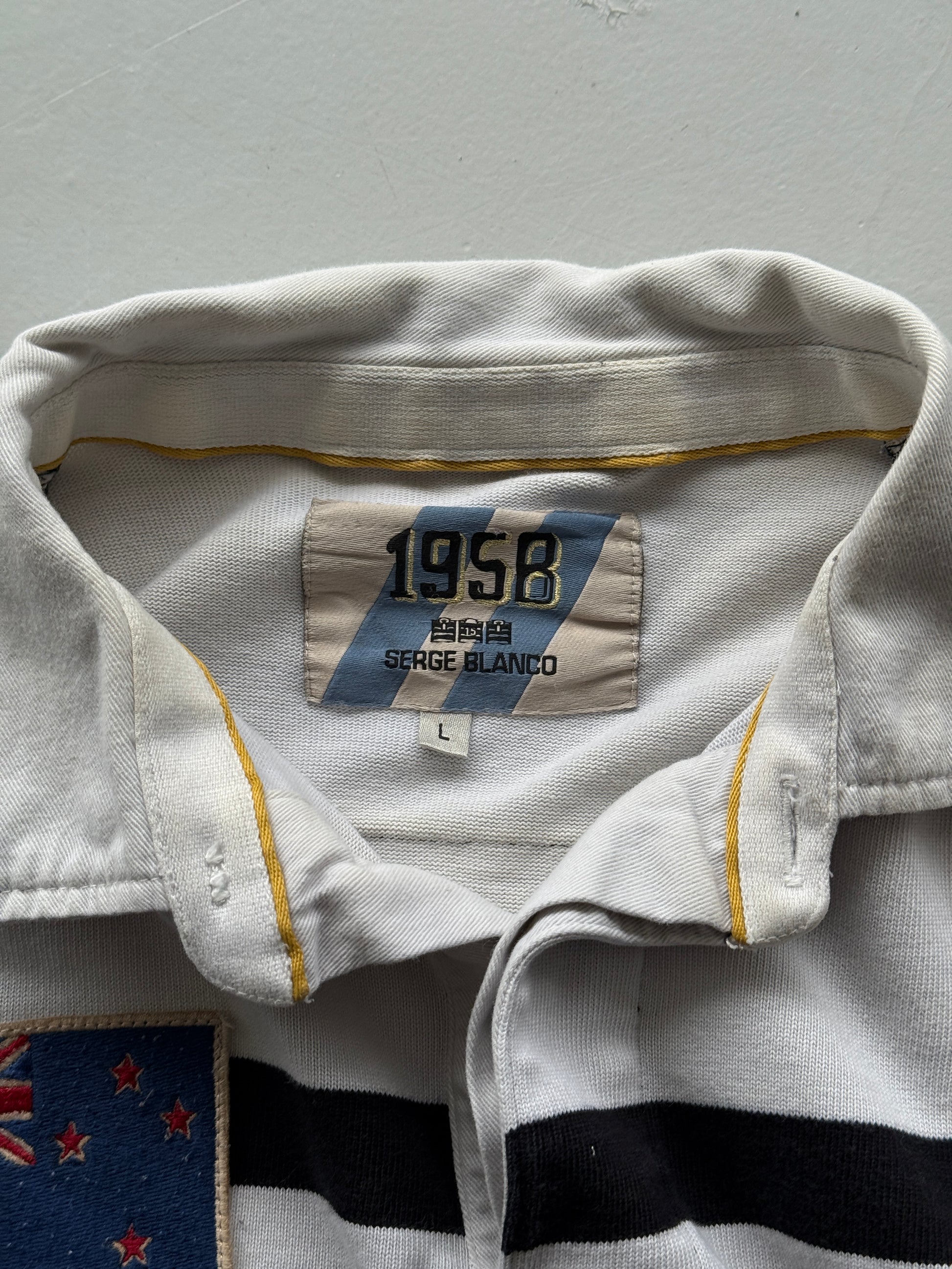 Black Striped New Zealand Rugby Jersey 00's Vintage Long Sleeve Polo - Small