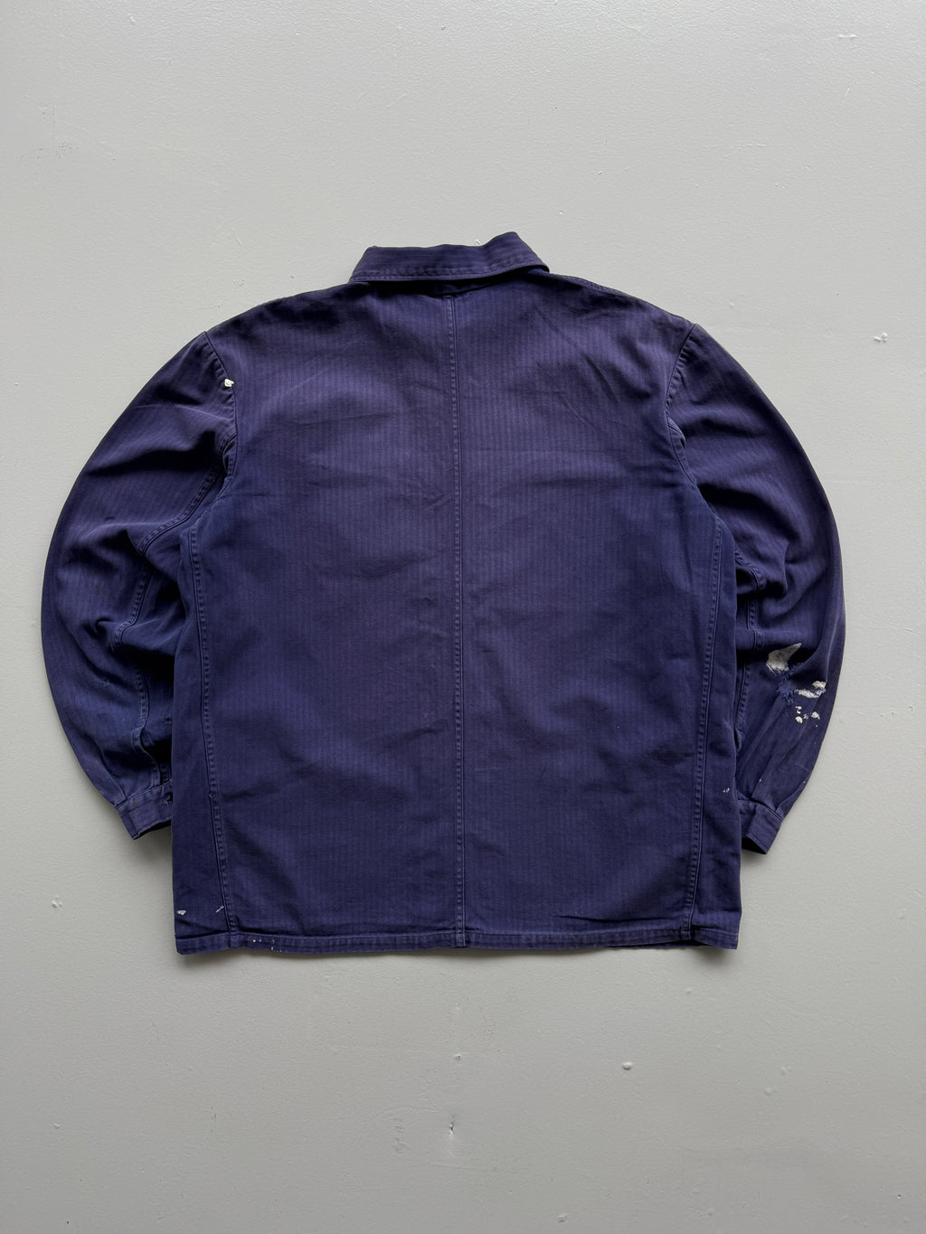 Navy Blue French Chore Jacket 80's Vintage Herringbone Workwear CH215 - Small