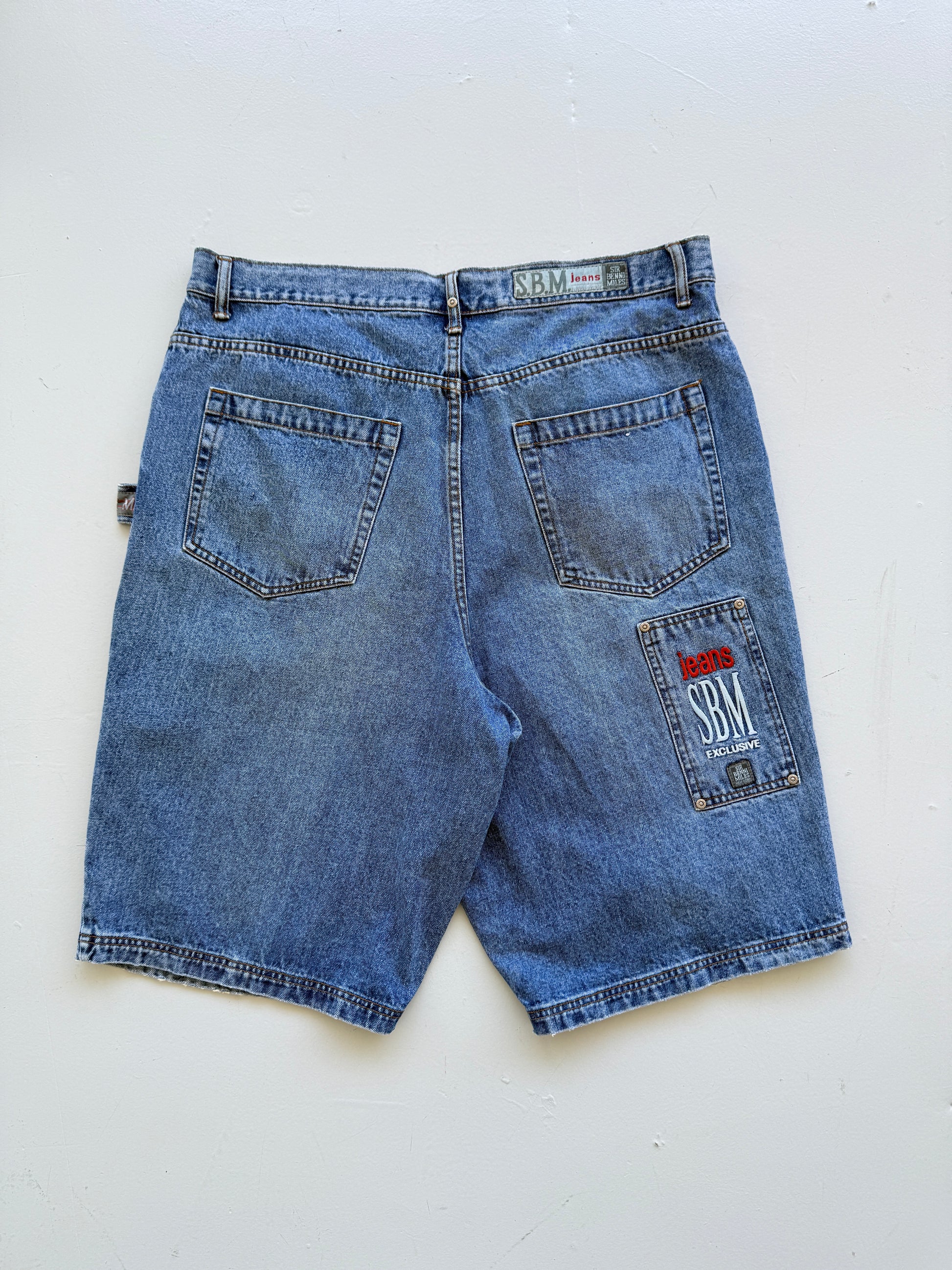 Blue Sir Benni Miles 90's Vintage Baggy Hip Hop Denim Shorts - W40 x L12.5