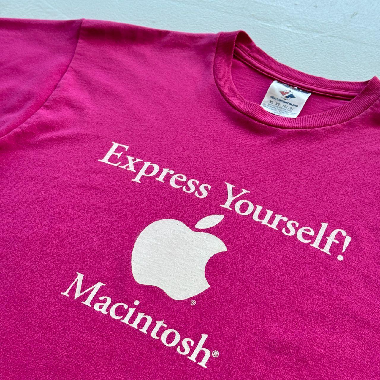 Pink Apple Computer 00s Vintage Macintosh Graphic T-Shirt - Small