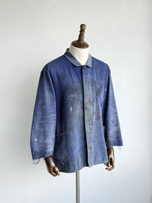 Thrashed Blue French Vintage Workwear Chore Jacket CH371 - XL