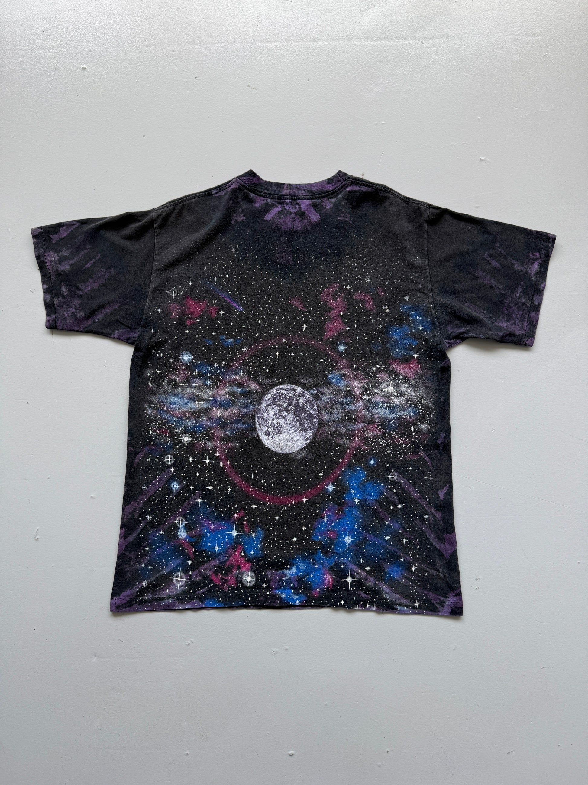 Black Galaxy Space Earth & Moon 90's Vintage All Over Print Single Stitch T-Shir