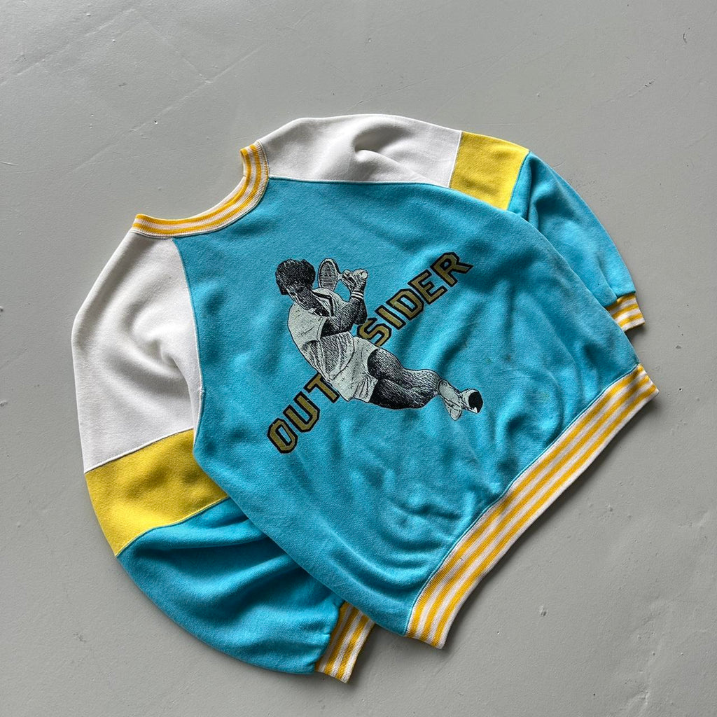 Blue Yellow Tennis 80’s Vintage Graphic Sweatshirt - Women’s 8/10