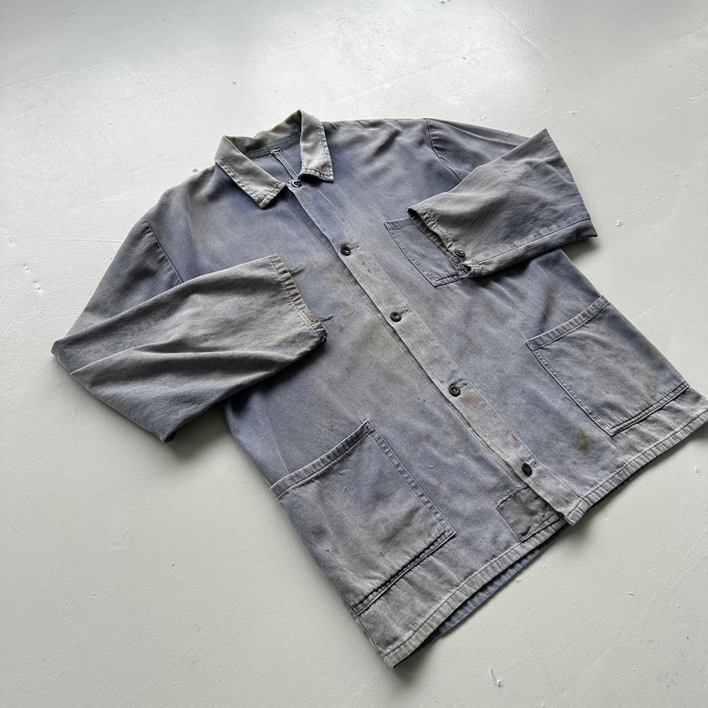 Faded Blue French Workwear 80’s Vintage Chore Jacket CH006 - Large