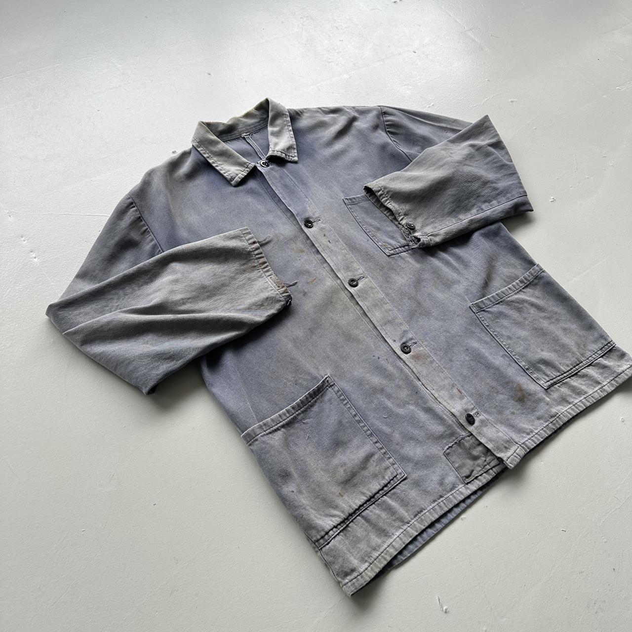 Faded Blue French Workwear 80’s Vintage Chore Jacket CH006 - Large