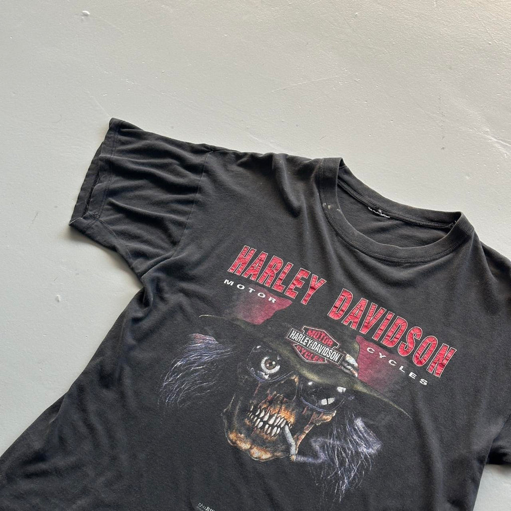 Black Harley Davidson Rare Skeleton 90’s Vintage T-shirt - Large